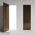 Modern Brown Swing Door Design With Open And Closed Positions In Interior
