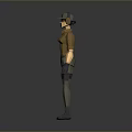 Game Character With Brown Shirt Gray Pants Headset And Gloves Outfit Design