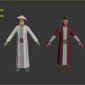 Traditional Men's Robes With White Turban Red Garment And Dark Cap