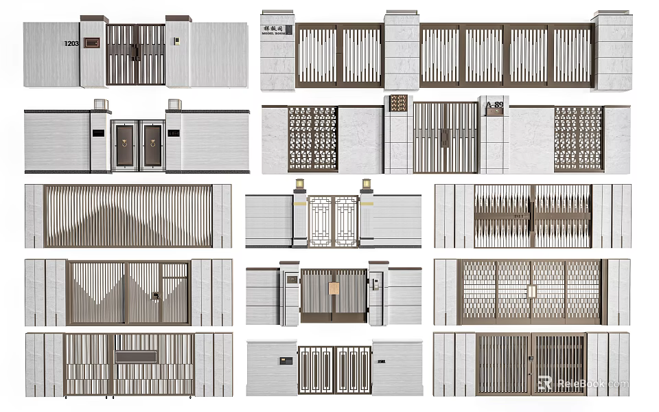 Various Modern Fence Designs With Different Patterns And Structures 3d model 