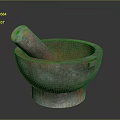 Rustic Textured Stone Mortar and Pestle with Earthy Tones for Household Grinding