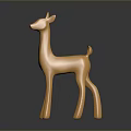 Decorative Golden Metallic Deer Figurine With Glossy Surface And Reflective Base