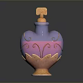 Heart Shaped Perfume Bottle With Purple Pink Gradient And Gold Ornate Patterns
