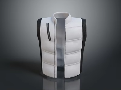 White Black Down Filled Vest With Sleek Zipper Design Modern Comfortable Daily Wear 3d model