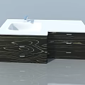 Modern Swing Door Bathroom Vanity With White Countertop Wood Grain Cabinet And Drawers