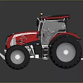 Red Case IH Tractor With Large Wheels And Black Red Exterior Design