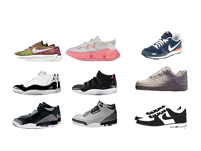 Stylish Sports Shoes Collection with Various Colors and Styles for Casual Wear 3d model
