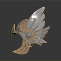 Mythical Style Bronze Metal Helmet With Winged Decorative Details And Vintage Design