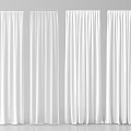 Elegant White Curtains With Multiple Flowy Panels For Modern Home Window Decoration 3d model