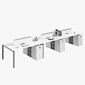 Sleek Modern Office Desk Design With Multiple Workstations Drawers And Storage Cabinets 3d model