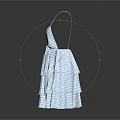 Stylish Blue And White Checkered Spaghetti Strap Dress With Layered Skirt