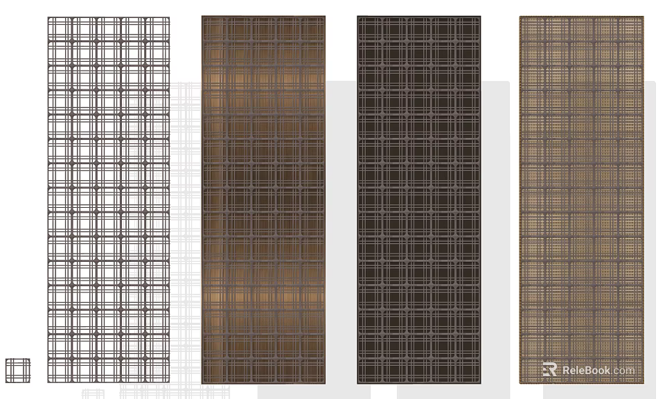 Decorative Room Screens With Grid Patterns And Various Color Textures 3d model 