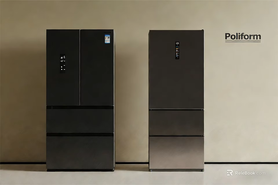 Poliform Black Modern Multi Door Refrigerator Freezers In Sleek Contemporary Design 3d model 