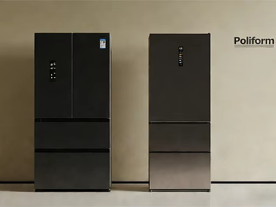 Poliform Black Modern Multi Door Refrigerator Freezers In Sleek Contemporary Design 3d model