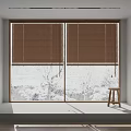 Brown Window Blinds For Sliding Windows In Bright Modern Room Interior 3d model