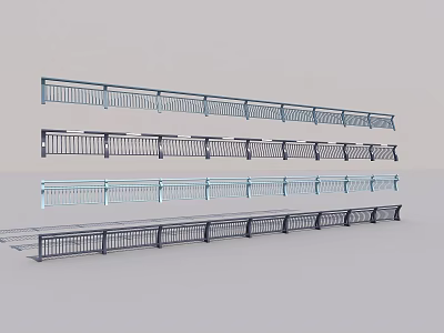 Stylish Garden Accents Showcasing Various Decorative Metallic Railings In Layered Styles 3d model