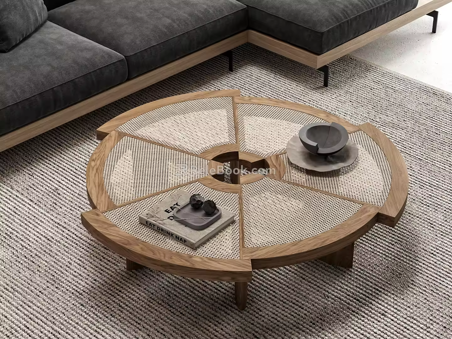 Cassina Perriand rattan tea table shaped coffee table 3d model