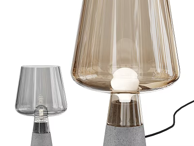 Large Brown Glass Table Lamp With Small Transparent Glass And Concrete Base 3d model