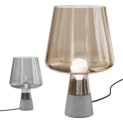 Large Brown Glass Table Lamp With Small Transparent Glass And Concrete Base 3d model