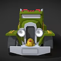 Green Functional Vehicle With Yellow Mechanical Arm Star Emblem Red Accents And Gray Wheels