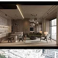 Modern Warm Wood Toned Living And Dining Room With Cozy Furnishings And Soft Ambient Lighting