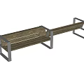 Modern Outdoor Bench With Wooden Seat And Metal Frame For Garden Patio Use