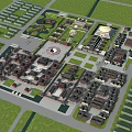 Birds Eye View Planning Showing Mixed Use Buildings Central Plaza Green Spaces and Organized Layout