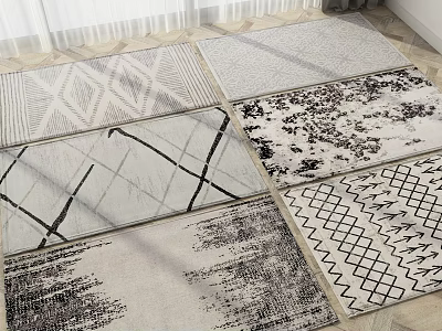 Modern Square Rugs Featuring Various Geometric Patterns And Abstract Designs For Home Decor 3d model