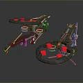Futuristic Sci Fi Mechanical Devices With Black Red Accents And Circular Structures 3d model