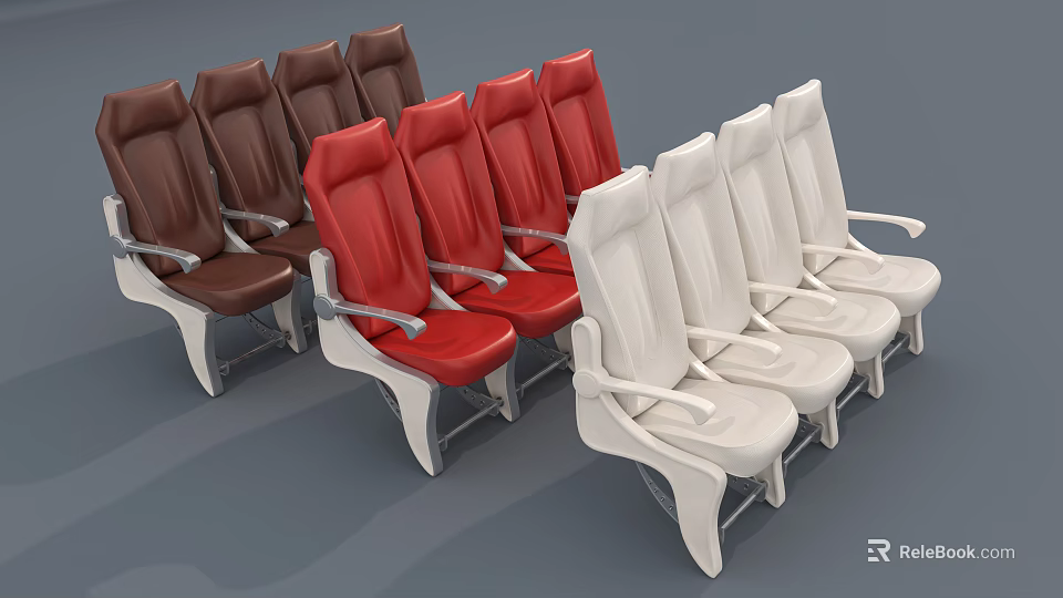 Modern Commercial Seating Equipment With Brown Red White Colors For Office Airport Theater 3d model 