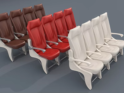 Modern Commercial Seating Equipment With Brown Red White Colors For Office Airport Theater 3d model
