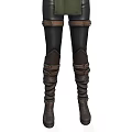 Medieval Fantasy Outfit with Green Top Hooded Cloak Leather Belt Mesh Sleeves and Leather Gloves