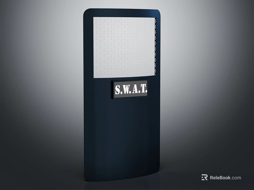 SWAT Tactical Protective Shield With Blue Frame And White Grid Design 3d model 