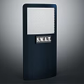 SWAT Tactical Protective Shield With Blue Frame And White Grid Design 3d model