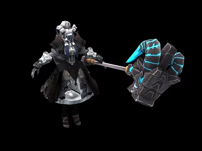 Game Movie Character In Mechanical Armor With Glowing Blue Weapon And Intricate Design 3d model