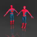 Spider Man Game Movie Character 3D Model With Front Back Views And Red Blue Costume Details