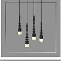 Modern Unique Pendant Lights With Black Structures And White Lampshades Design 3d model