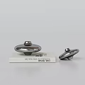 UFO Shaped Silver Metal Decorative Ornament Set With White Base 3d model