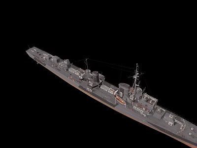 Detailed Military Warship Model Featuring Side View With Deck And Turrets 3d model