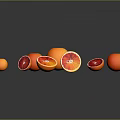 Fresh Ripe Whole And Sliced Blood Oranges With Reflection On Dark Background