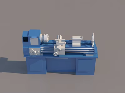 Blue Metal Swing Door For Lathe Machine Equipment With Sturdy Structure 3d model