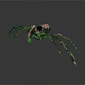 Futuristic Pink And Black Mechanical Spider Game Movie Character With Long Legs