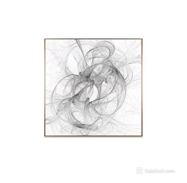 Minimalist Black And White Abstract Line Art In Square Frame For Wall Decor 3d model 