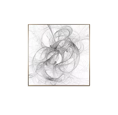 Minimalist Black And White Abstract Line Art In Square Frame For Wall Decor 3d model