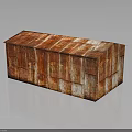 Rustic Rusted Rectangular Wooden Box With Weathered Surface On Dark Reflective Background