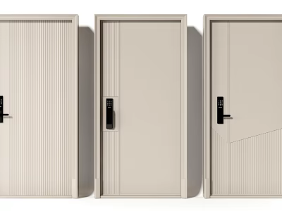 Modern Security Doors With Different Panel Designs And Smart Locks 3d model