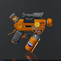 Orange Toy Gun With Full Auto Label Scope And Crate Canister