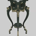 Green Vintage Coffee Table With Ornate Carvings Decorative Legs And Lower Shelf