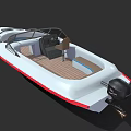 White Yacht With Red Accent Lines Open Cockpit And Comfortable Seats