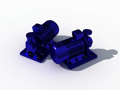 Two Blue Heavy Duty Industrial Mechanical Equipment Units With Mounting Base 3d model